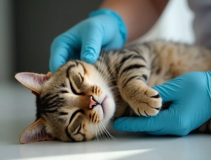 Specialist carefully handling a deceased cat with dignity in Pheasant Creek